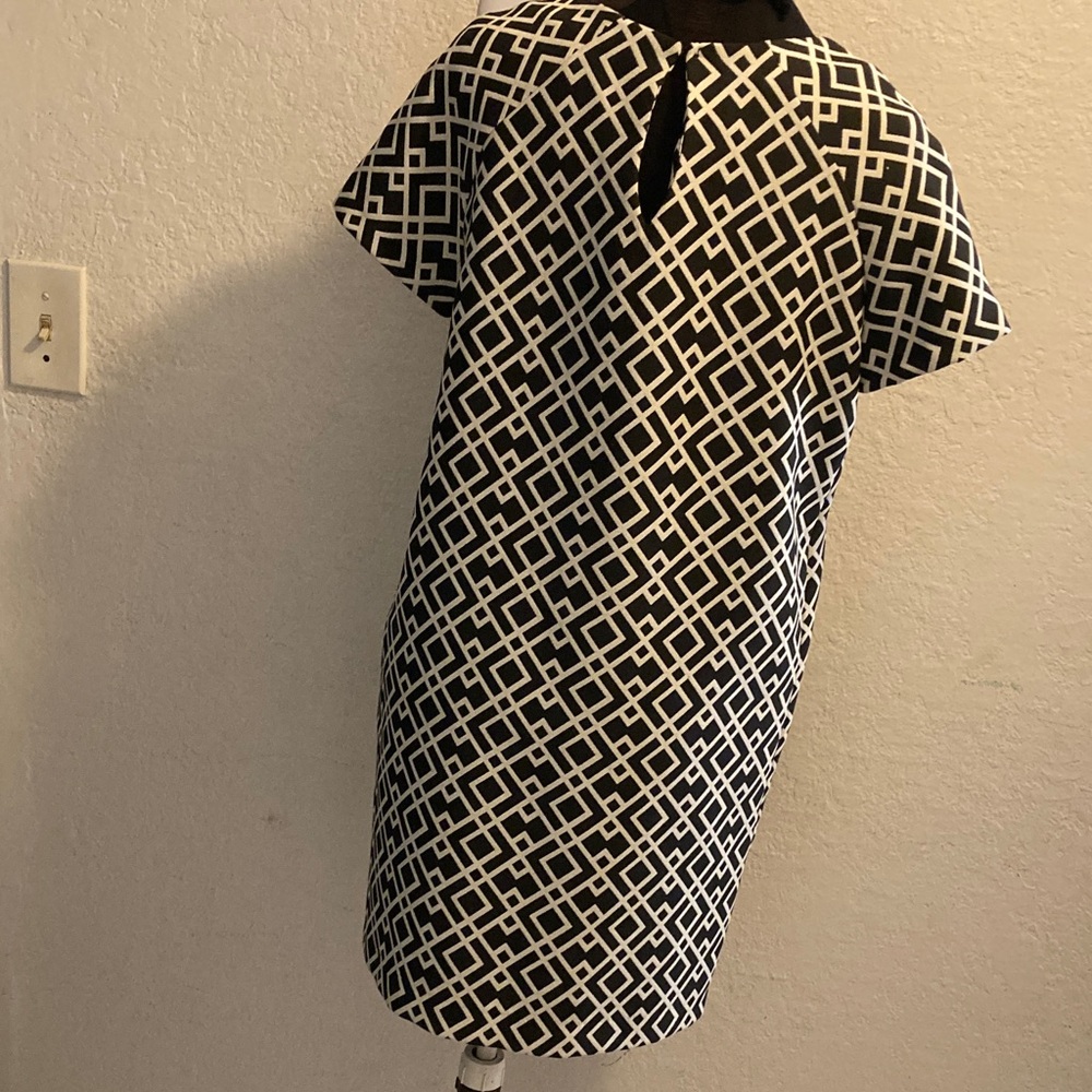 Zara Basic Black & White Knee Length Dress L - image 4